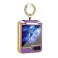 thumbnail image 1 of TECH CIRCLE for Samsung Galaxy Z Flip 5 2023 Case,PU Leather Slim Thin Plating Rugged Shockproof Anti-drop Case with Ring Holder Stand Lightweight Case for Samsung Galaxy Z Flip 5 6.7 inch 2023,Purple, 1 of 8
