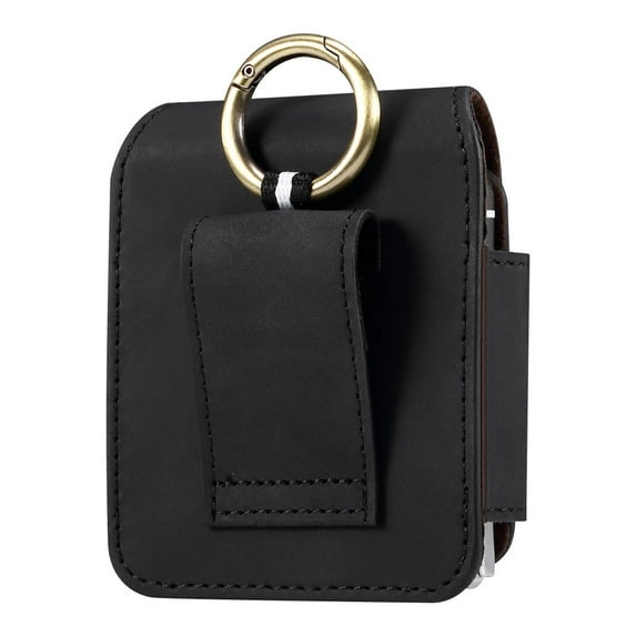 TECH CIRCLE for Samsung Galaxy Z Flip 5/4/3 Phone Pouch Holster Belt Case, Leather Pouch with Belt Clip for Phone Holster Case for Motorola Razr Plus, Moto Razr+ 2023, Galaxy Z Flip 5/4/3/2 - Black