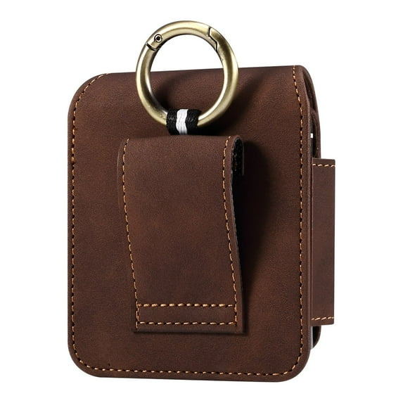 TECH CIRCLE for Samsung Galaxy Z Flip 5/4/3 Phone Pouch Holster Belt Case, Leather Pouch with Belt Clip for Phone Holster Case for Motorola Razr Plus, Moto Razr+ 2023, Galaxy Z Flip 5/4/3/2 - Coffee