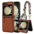 thumbnail image 1 of TECH CIRCLE for Samsung Galaxy Z Flip 5 Case with Luxury Detachable Chain Wrist Strap Bracelet Cute Case for Girls Women Slim Silk Scarf Design Shockproof PC Cover for Galaxy Z Flip 5 5G,Brown, 1 of 7