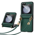 thumbnail image 1 of TECH CIRCLE for Samsung Galaxy Z Flip 5 Case, Luxury PU Leather Crossbody Case with Lanyard Shoulder Strap Slim Hinge Protection Shockproof Folding Cover for Samsung Galaxy Z Flip 5 2023,Green, 1 of 9