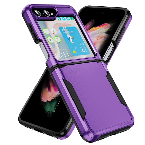 TECH CIRCLE for Samsung Galaxy Z Flip 5 Case, Slim Hybrid 2-In-1 Hard PC Soft TPU Dual Layer Heavy Duty Rugged Shockproof Protective Lightweight Case for Samsung Galaxy Z Flip 5,Purple+Black