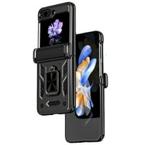 TECH CIRCLE for Samsung Galaxy Z Flip 5 Case, Z Flip 5 Cover Case, Rugged Protective Shockproof Ring Hodlder Stand Hinge Protection Compatible Car Mount Phone Case for Galaxy Z Flip 5 2023, Black