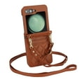 thumbnail image 1 of TECH CIRCLE for Samsung Galaxy Z Flip 5 Wallet Case, PU Leather Protective Cover Card Slot Shoulder Wristlet Strap Hinge Protection Carrying Handbag Phone Case for Women Ladies,Brown, 1 of 7