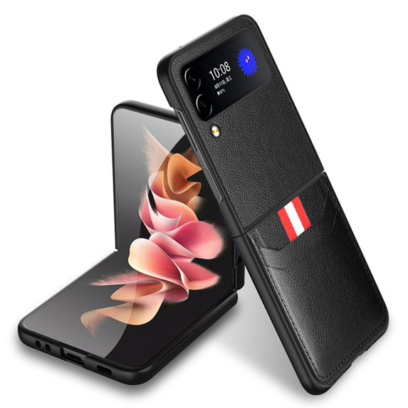TECH CIRCLE for Samsung Galaxy Z Flip 6 5G 2024 Case, Slim Fit PU Leather Card Slots Wallet Cover Shockproof Protective Phone Case for Samsung Z Flip 6 6.7 INCH 2024,Black