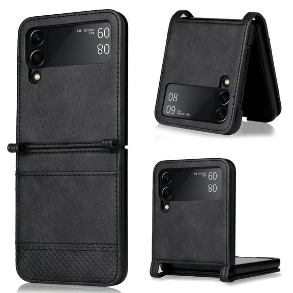 TECH CIRCLE for Samsung Galaxy Z Flip 6 5G Case, Durable PU Leather Card Holder Shockproof Protective Ultra Thin Style Wallet Case  for Samsung Galaxy Z Flip 6 6.7 INCH, Black