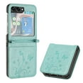 thumbnail image 1 of TECH CIRCLE for Samsung Galaxy Z Flip 6 Case 6.7" 2024, PU Leather Protective Phone Case with Credit Card Holder Slot, Lightweight Durable Cute Butterfly Cover with Lanyard for Women Men, Green, 1 of 4