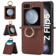 thumbnail image 1 of TECH CIRCLE for Samsung Galaxy Z Flip 6 Case with Card Slot Ring Holder,Premium PU Leather Back Cover All-Round Protection Protective Phone Case for Galaxy Z Flip 6 5G,Brown, 1 of 7