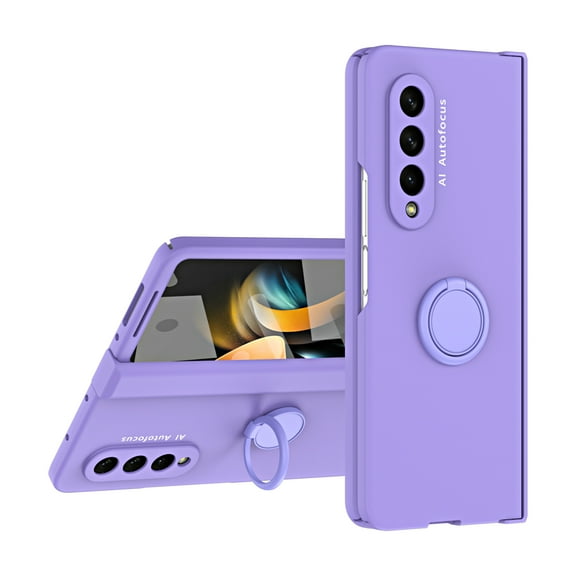 TECH CIRCLE for Samsung Galaxy Z Fold 3 5G Case with Screen Protector, Built-in 360° Rotation Ring Holder Magnetic Car Mount Stand Shockproof Protective Phone Slim Galaxy Z Fold 3 Cover,Purple