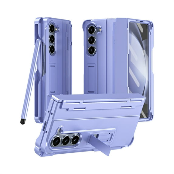 TECH CIRCLE for Samsung Galaxy Z Fold 3 Case with S Pen Holder, Hard PC Shockproof Drop Protective Stand Case Built-in Screen Protector Slim All-Inclusive for Samsung Z Fold 3 5G 7.6" 2021, Purple