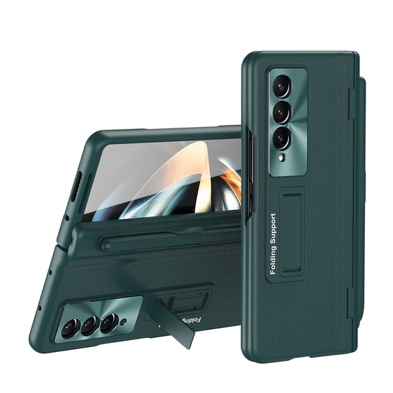 TECH CIRCLE for Samsung Galaxy Z Fold 3 Case with S Pen Holder Kickstand Cover Built-in Screen Protector Hinge Protection, Durable Full Body Protective Phone Case for Samsung Galaxy Z Fold 3,Green