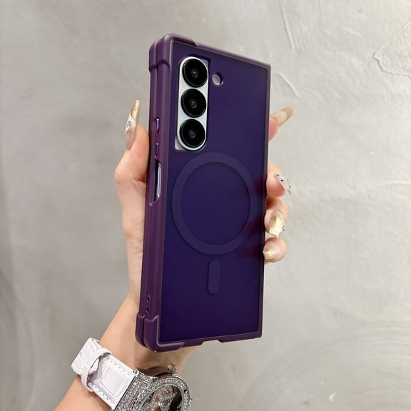 TECH CIRCLE for Samsung Galaxy Z Fold 4 5G PC+TPU Magnetic Hybrid Case, Support Wireless Charging,Compatible with MagSafe, Slim Translucent Matte Back Shockproof Protective Cover,Purple