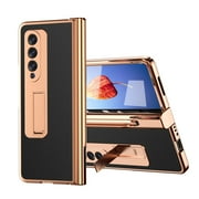 TECH CIRCLE Samsung Galaxy Z Fold 4 Case, PU Leather Phone Case Built in Hidden S Pen Holder Screen Protector Full Hinge Protection Kickst Coverage Heavy Duty Shockproof Case, Black
