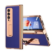 TECH CIRCLE Samsung Galaxy Z Fold 4 Case, PU Leather Phone Case Built in Hidden S Pen Holder Screen Protector Full Hinge Protection Kickst Coverage Heavy Duty Shockproof Case, Blue