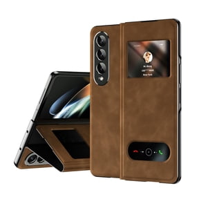 TECH CIRCLE for Samsung Galaxy Z Fold 4 Case, Ultra Thin Luxury Buisness PU Leather Magnetic Kickstand Anti-Scratch Shockproof Protective Phone Case for Samsung Galaxy Z Fold 4 7.6 inch, Brown