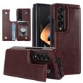thumbnail image 1 of TECH CIRCLE for Samsung Galaxy Z Fold 4 Wallet Case, PU Leather Case with Card Slot Double Magnetic Clasp Flip Shockproof Anti-Scratches Anti-Fall Case Cover for Galaxy Z Fold 4 5G 7.6 inch,Brown, 1 of 8