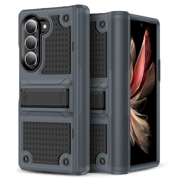 TECH CIRCLE for Samsung Galaxy Z Fold 5 5G Case with Hinge Protection & Built-in Kickstand, Dual Layer Shockproof TPU Hard PC Back Cover Slim Protective Case for Samsung Galaxy Z Fold 5,Gray