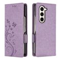 thumbnail image 1 of TECH CIRCLE for Samsung Galaxy Z Fold 5 Case 7.6" 2023, PU Leather Flip Wallet Phone Case with Credit Card Holder Slots, Lightweight Slim Cute Butterfly Cover with Lanyard for Women Men, Light Purple, 1 of 5
