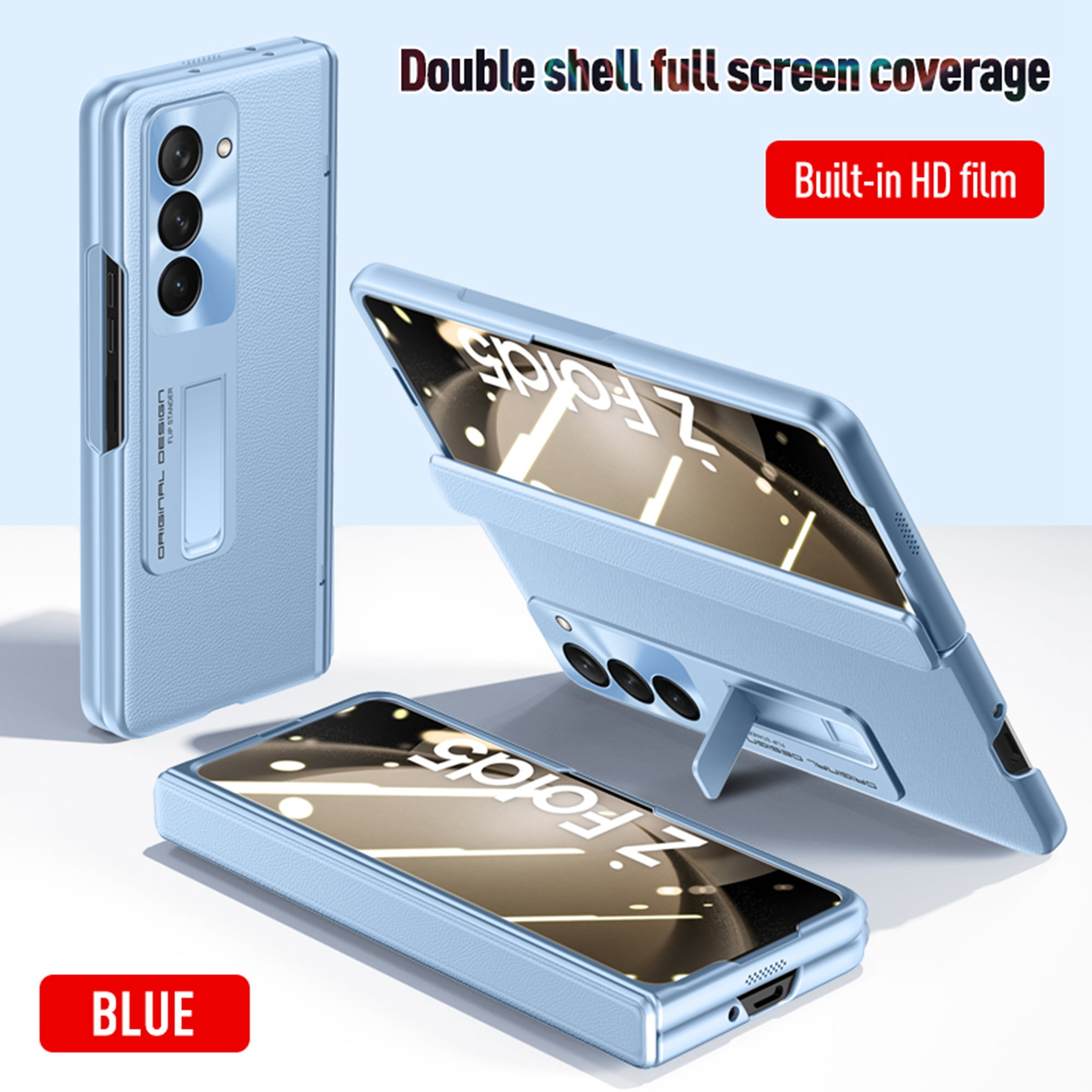 Tech Circle For Samsung Galaxy Z Fold Case Built In Screen Protector Pu Leather Texture Full