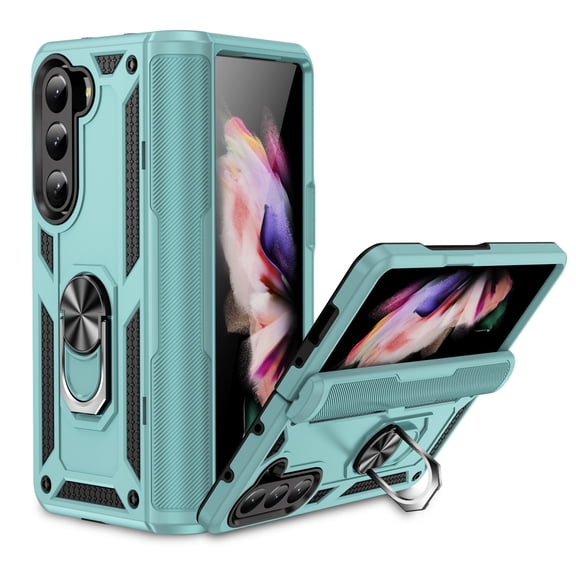 TECH CIRCLE for Samsung Galaxy Z Fold 5 Case, Heavy Duty Shockproof Full Body Protective Phone Cover Built in Rotatable Magnetic Ring Holder Kickstand For Galaxy Z Fold 5 7.6 inch 2023,Greygreen