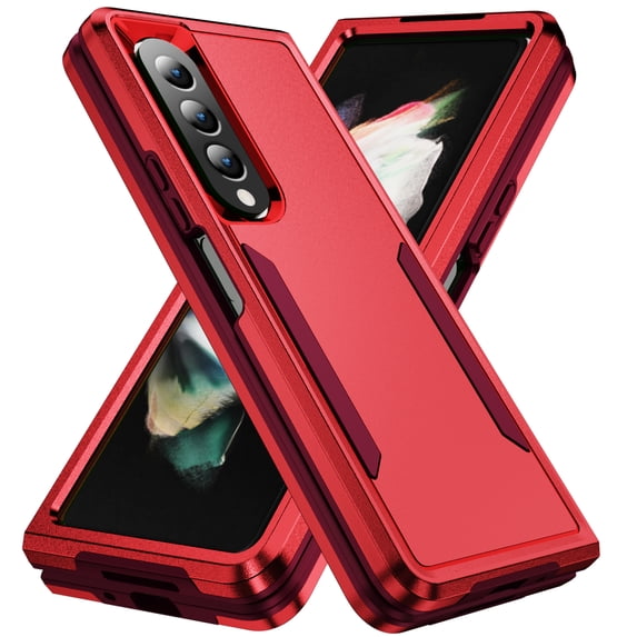TECH CIRCLE for Samsung Galaxy Z Fold 5 Case, Slim Hybrid 2-In-1 Hard PC Soft TPU Dual Layer Heavy Duty Rugged Shockproof Protective Lightweight Case for Samsung Galaxy Z Fold 5,Red+Rose