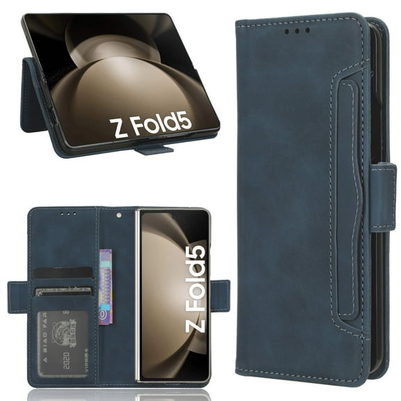 TECH CIRCLE for Samsung Galaxy Z Fold 5 Wallet Case,PU Leather Folio Protective Phone Cover Magnetic Closed Bumper Soft TPU Shockproof Flip Wallet Case with S Pen Slot for Galaxy Z Fold 5 7.6,  Blue