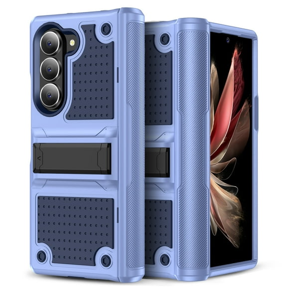 TECH CIRCLE for Samsung Galaxy Z Fold 6 5G Case with Hinge Protection & Built-in Kickstand, Dual Layer Shockproof TPU Hard PC Back Cover Slim Protective Case for Samsung Galaxy Z Fold 6,Lightpurple