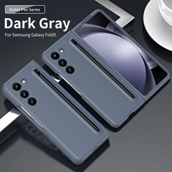 TECH CIRCLE for Samsung Galaxy Z Fold 6 with S Pen Holder & S Pen, Ultra-Thin Frosted Hard PC Shockproof Drop Full Body Protective Phone Case Cover for Samsung Galaxy Z Fold 6 7.6" 2024, Darkgray