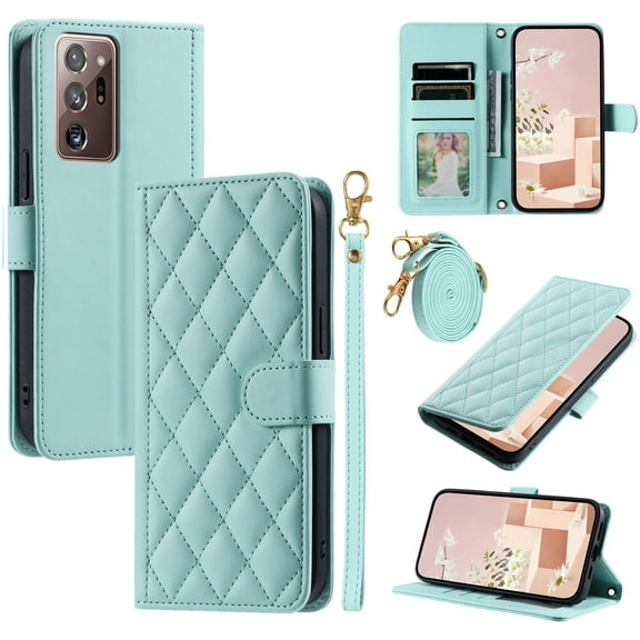 TECH CIRCLE For Samsung Note 10 Plus Case Wallet for Women Girl,Luxury PU Leather Crossbody Wristlet Strap Kickstand Slim Card Holder Slots Wallet Case for Samsung Galaxy Note 10 Plus 6.8" 2019,Mint