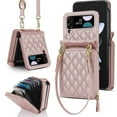 thumbnail image 1 of TECH CIRCLE for Samusng Galaxy Z Flip 4 Case, Wallet Crossbody Cute Case with Card Holder Slot, Zipper Handbag Strap Lanyard Wrist Leather Case for Women Girl Shockproof Bumper Cover, Rosegold, 1 of 6
