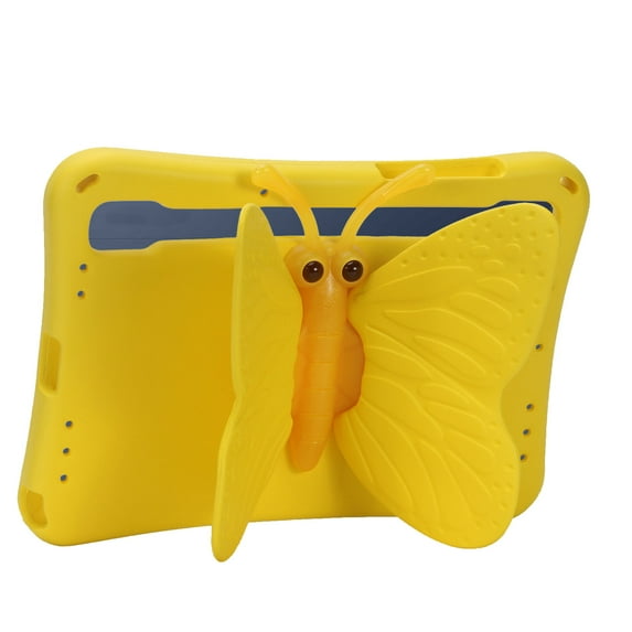 TECH CIRCLE Shockproof Case for 11" Samsung Galaxy Tab A9+Plus/S9/S8/S7 & 10.9" Tab S9 FE Tablets - Cute Butterfly Hard Case, 360 Degree Rotating Stand, Lightweight Cover for Kids/Boys/Girls, Yellow