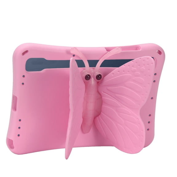 TECH CIRCLE Shockproof Case for 11" Samsung Galaxy Tab A9+Plus/S9/S8/S7 & 10.9" Tab S9 FE Tablets - Cute Butterfly Hard Case, 360 Degree Rotating Stand, Lightweight Cover for Kids/Boys/Girls, Pink