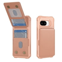 TECH CIRCLE Shockproof Case for Google Pixel 9a (2025 Release) 6.3", with Built-in Flip Wallet (4 Card Slots), Magnetic Snap Closure, PU Leather/Plastic Protective Lightweight Phone Cover, Rosegold