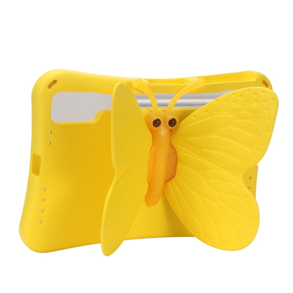 TECH CIRCLE Shockproof Case for Samsung 12.4" Galaxy Tab S9FE+/S9+/S8+/S7FE/S7 Plus Tablets - Cute Butterfly Hard Case, 360 Degree Rotating Stand, Lightweight Cover for Kids/Boys/Girls, Yellow