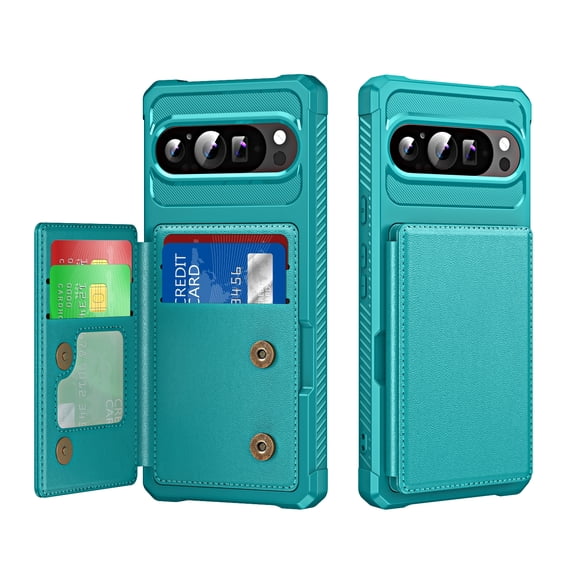 TECH CIRCLE Shockproof Wallet Phone Case for Google Pixel 10 Pro XL (6.8", 2025), Built-in 4 Card Slots, Anti-Scratch Protective Shock-absorbing Lightweight Slim Stand Cover, Green