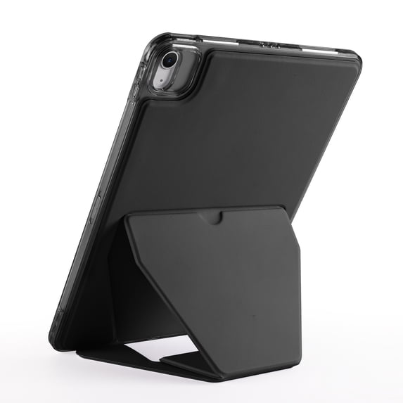 TECH CIRCLE Slim Back Cover Case for iPad (9th/8th/7th Generation) 10.2", Built-in Kickstand, Supports Apple Pencil Charging & Attachment, TPU/PU Leather Protective Lightweight Thin Case, Black