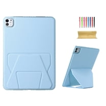 TECH CIRCLE For iPad Pro 11-inch (M4/M5) 2024/2025 Release PU Leather Slim Case with Stand Function, Support Pencil Charging & Attachment, Lightweight Protective Stylish Thin Tablet Cover, Blue