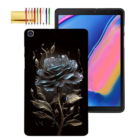 TECH CIRCLE Slim Case for Galaxy Tab A 8-inch 2019 T290 T295 T297,Ultra Thin Lightweight Elegant Soft TPU Anti-Scratch Protective Back Case for 8.0 inch Galaxy Tab A 2019 Without S Pen,Black Flower