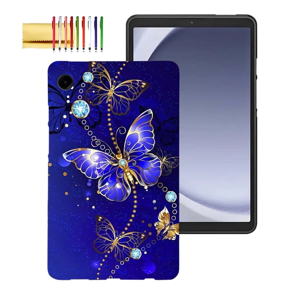 TECH CIRCLE Slim Case for Samsung Galaxy Tab A9 8.7 Inch 2023,Ultra Thin Lightweight Elegant Soft TPU Anti-Scratch Protective Back Case for Samsung A9 8.7" Tablet(SM-X110/X115/X117),Blue Butterfly