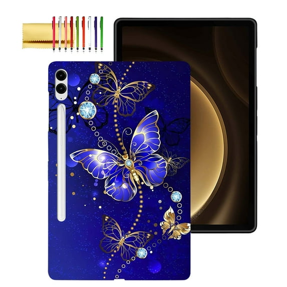 TECH CIRCLE Slim Case for Samsung Galaxy Tab S8 Plus 2022/S7 FE 2021/S7 Plus 2020 12.4",Thin Lightweight Elegant Soft TPU Anti-Scratch Protective Back Case for Galaxy Tab S7 FE/S8+/S7+,Blue Butterfly