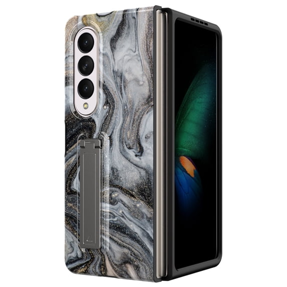TECH CIRCLE Slim Case for Samsung Galaxy Z Fold 4 5G 2022, Ultra-Thin Kickstand Anti-Scratch Full-Body Shockproof Protective Case with Screen Protector for Samsung Z Fold 4 2022, Black