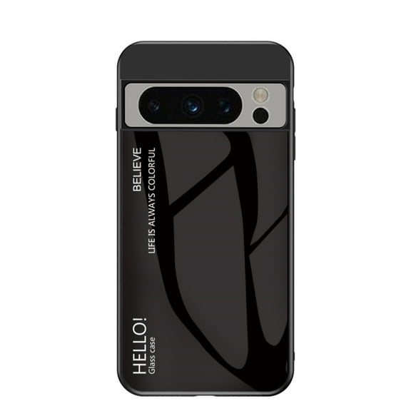 TECH CIRCLE Slim Case for Google Pixel 8 Pro,Scratch-resistant Gradient Ultra Thin Back Glass Phone Case for Google Pixel 8 Pro 6.7" 2023 - Black