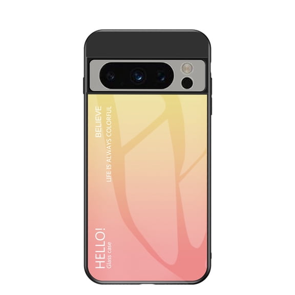 TECH CIRCLE Slim Case for Google Pixel 8 Pro,Scratch-resistant Gradient Ultra Thin Back Glass Phone Case for Google Pixel 8 Pro 6.7" 2023 - Yellow