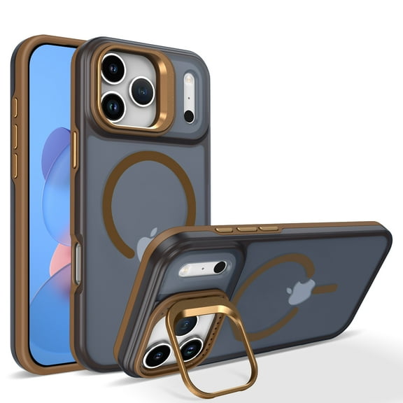 TECH CIRCLE Slim Magnetic Phone Case for iPhone 11, Built-in Hidden Kickstand, Compatible with MagSafe, Shockproof Protective Transparent Back Cover, Anti-Scratch Anti-Fingerprint, Brown
