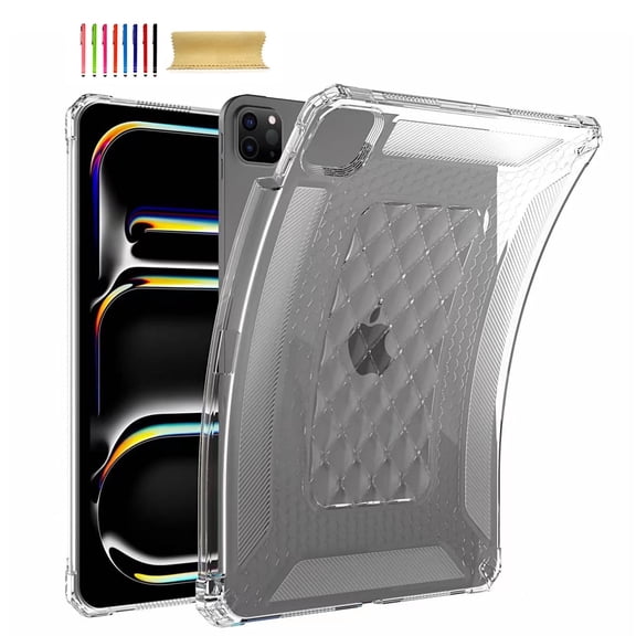 TECH CIRCLE Soft Clear Case for Apple iPad Air 13-inch (M2/M3/M4) with Pencil Holder, Shock-Absorbent TPU Lightweight Protective Slim Transparent Cover
