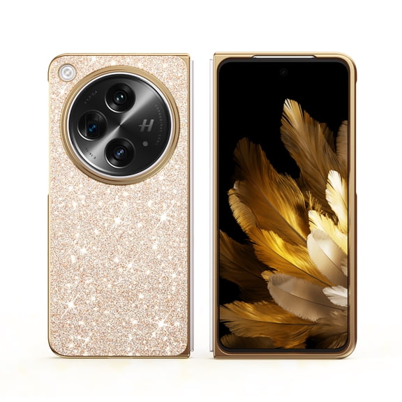 TECH CIRCLE Sparkle Shining Plating Case for OnePlus Open/Oppo Find N3, Ultra Slim Lightweight Stylish Glitter Bling Shockproof Anti-Scratch Protective Case for OnePlus Open 2023 - Gold