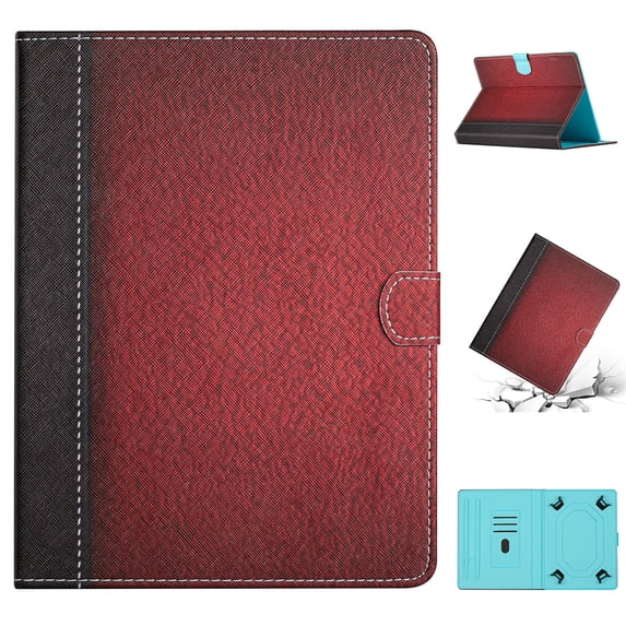 TECH CIRCLE Stitching Multicolor Tablet Case Compatible with 9-10.1 inch Universal Tablet Case,PU Leather Folio With kickstand shockproof for Table Case 9-10.1 inch,Red