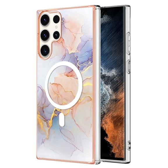 TECH CIRCLE Strong Magnetic Samsung Galaxy S21 FE Case, Compatible with MagSafe Military Grade Drop Protection Colorful Marble Slim Phone Cover for Galaxy S21 FE 6.4" 2022,Yellow Marble