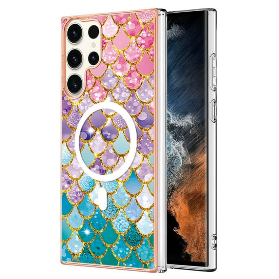 TECH CIRCLE Strong Magnetic Samsung Galaxy S22 Plus Case, Compatible with MagSafe Military Grade Drop Protection Colorful Marble Slim Phone Cover for Galaxy S22 Plus 6.6" 2022,Colorful Fish Scale