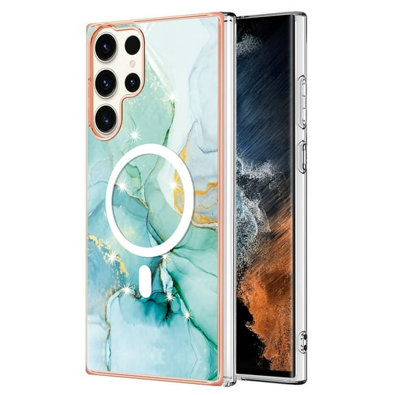TECH CIRCLE Strong Magnetic Samsung Galaxy S23 Plus Case, Compatible with MagSafe Military Grade Drop Protection Colorful Marble Slim Phone Cover for Galaxy S23 Plus 6.6" 2023,Green Marble